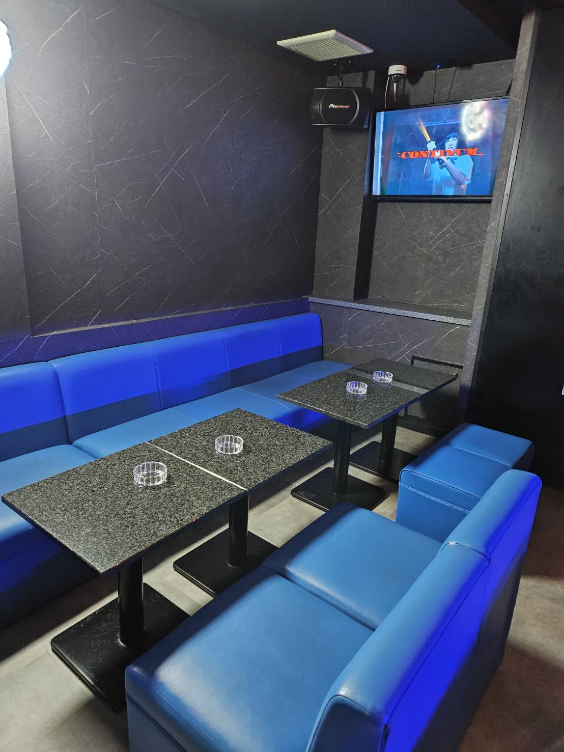 Box seats and karaoke monitor